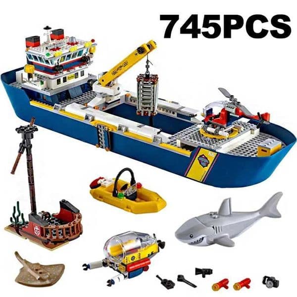 Urban Ocean Reconnaissance Ship Model Building Blocks Set 60026 Exploration Conference Toys for Children's Birthdays and Boys Gifts | 745 Sets dh910320090