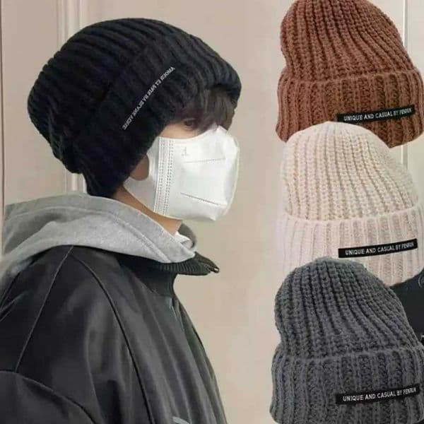 Fashion Knitted Hats Autumn Winter Creative Letters Embroider Warm Solid Color Hat Soft Woolen Crochet Cold Cap for Women MenX241005