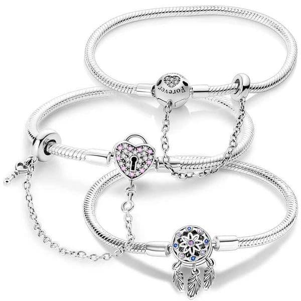 Original New Bracelet 925 Pure Silver Heart Chain Charm Bracelet Suitable for Women Original Charm DIY Making Jewelry Silver Gifts W241004