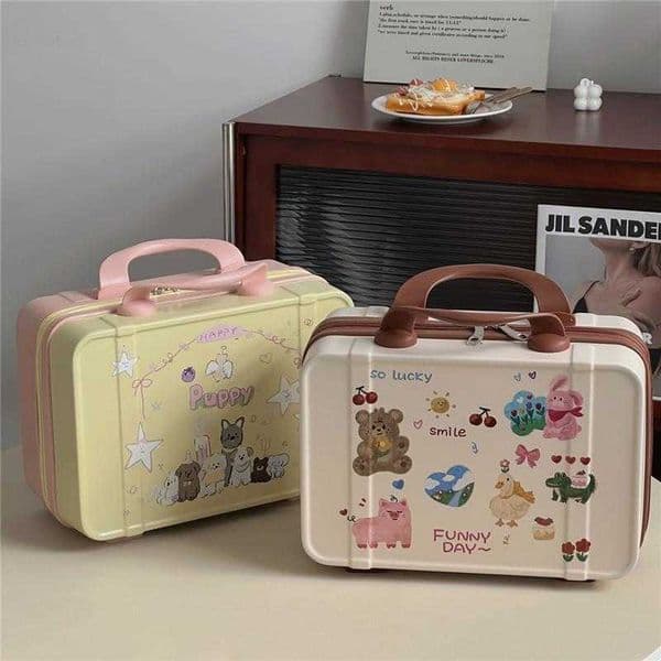 2023 New Handheld Luggage Makeup Bag Large Capacity Portable Cute Cartoon Cosmetic Storage Box