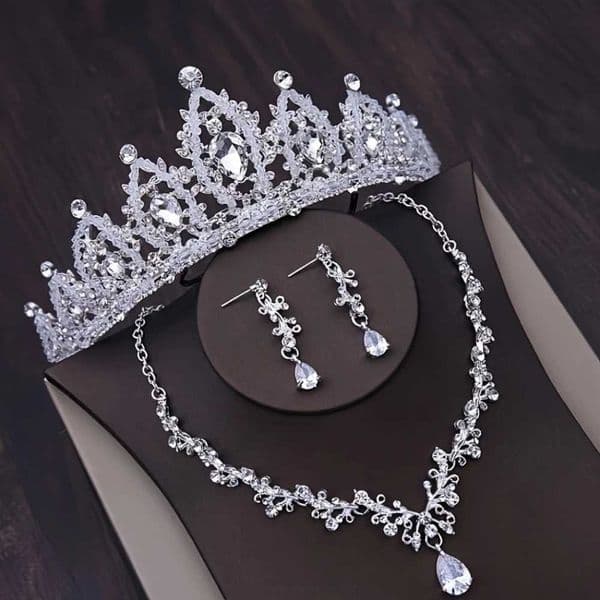 Crystal Crown Necklace Earring Set Rhinestone Bridal Jewelry Set Women Bridal Wedding Hair Accessories Jewelry Crown Tiara GiftX241007