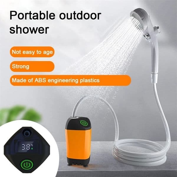 Outdoor Camping Shower IPX7 Waterproof with Digital Display Portable Electric Pump for Hiking Travel Beach Pet Watering y240910