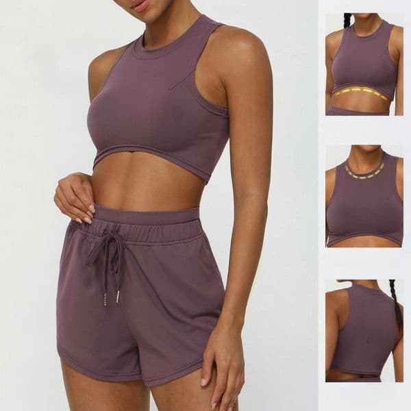 Y105 Women Bra Two Pieces Clothes High Waist Trousers Training Elastic Striped Breathable Yoga Suit Fitness Set Luanyun