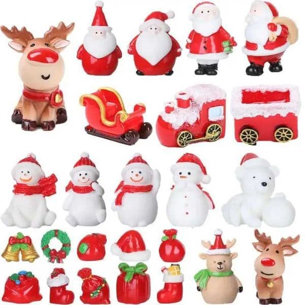 New Christmas Gift Figurines Miniature Santa Claus Snowman Micro Landscape Ornaments For Home Decorations Desk Decor RoomXJ241007