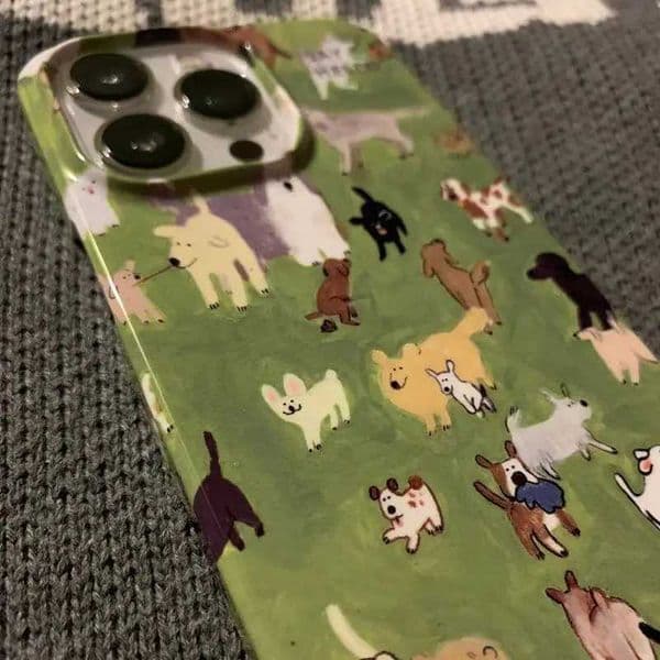 Designer Phone Case Cute cartoon grassland dog animal phone case suitable for iPhone 16 15 14 13 Pro Max back phone cover suitable for 12 11 Pro Plus 8 7 X XS cover M241008