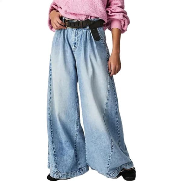 High Waist Wide Leg Fashion Vintage Jeans Women Loose Denim Pants Female Daily Casual Flared Trousers Trend Streetwear 241007