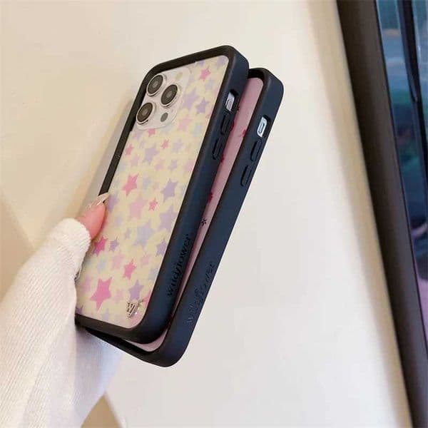 Cellphone Case Wildflower Pink Angel Bear Moon Star phone case suitable for iPhone 16 15 13 12 Pro Max Plus 14 Pro 16pro cute cartoon cover Funda G241008