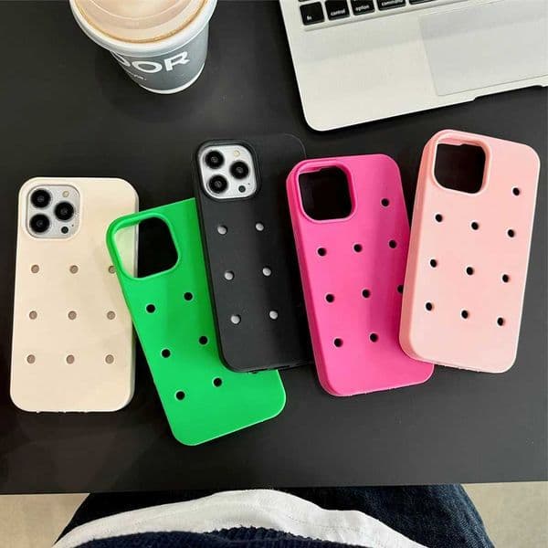 Luxury Case DIY Hole Silicone Crocodile Charm Phone Case iPhone 16 15 Pro Max 14 13 12 Mini 11 X XR XS 7 8 Breathable Matte Soft Cover Z241008
