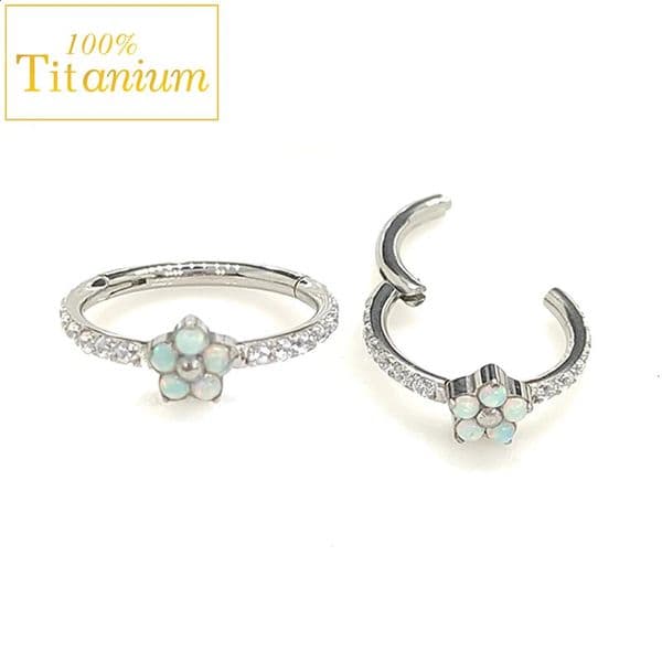 G23 Piercing Hoop Opal Zircon Earrings Septum Nose Ring Tragus Helix Clicker Body Jewelry Cartilage Conch Daith Percing 241007