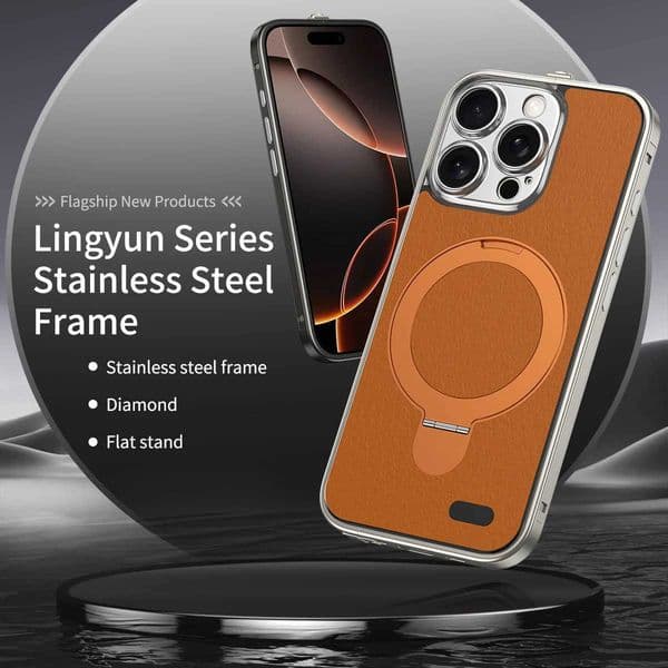 Luxury Case Luxury Magnetic Invisible Stand Phone Case for iPhone 15 16 Pro Max Fashion Desert Gold Phone Cover for iPhone 15 16 Promax Z241008