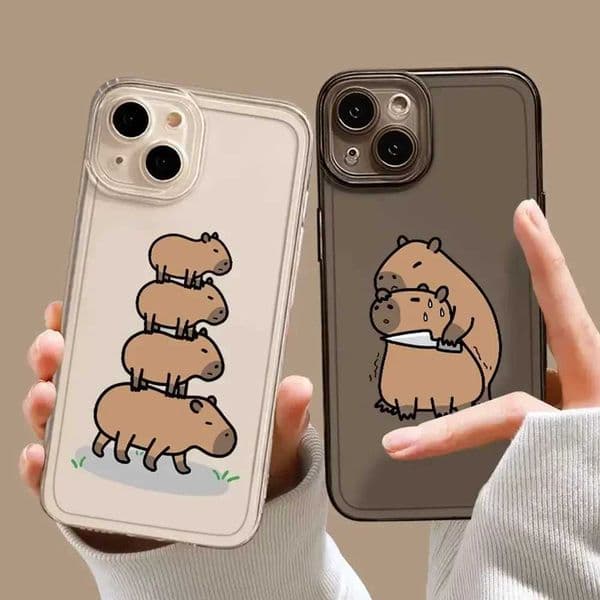Luxury Case Cute Capybara phone case suitable for iPhone 16 15 14 12 11 Pro Max Mini X XS Max 7 8 Plus Fundas fun animal transparent soft cover Z241008