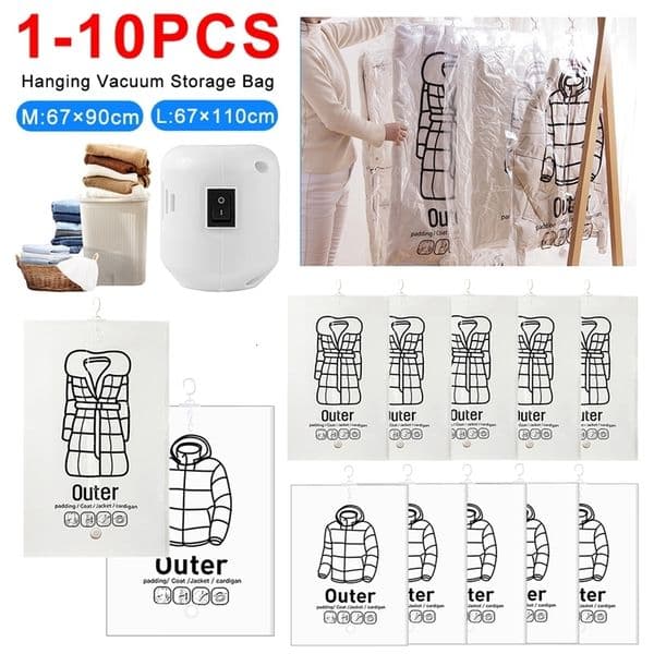 Suspended vacuum bag saves space compressed storage bag reusable pump bag ww 241016 ww