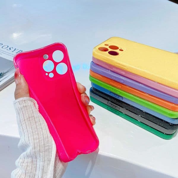 Cellphone Case Fashion Bright Fluorescent Glitter Silicone Case for iPhone 16 15 14 13 12 11 Pro Max XR X XS 8 7 Plus SE Bling Neon Candy Fund G241008