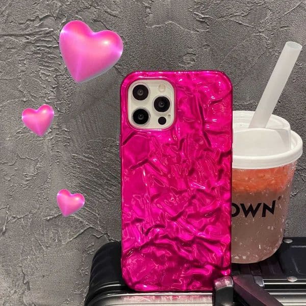 Designer Phone Case Luxury silver foil pleated phone case suitable for iPhone 13 Pro Max 14 11 Pro Max XR XS 16 15promax Plus 14pro soft silicone cover M241008