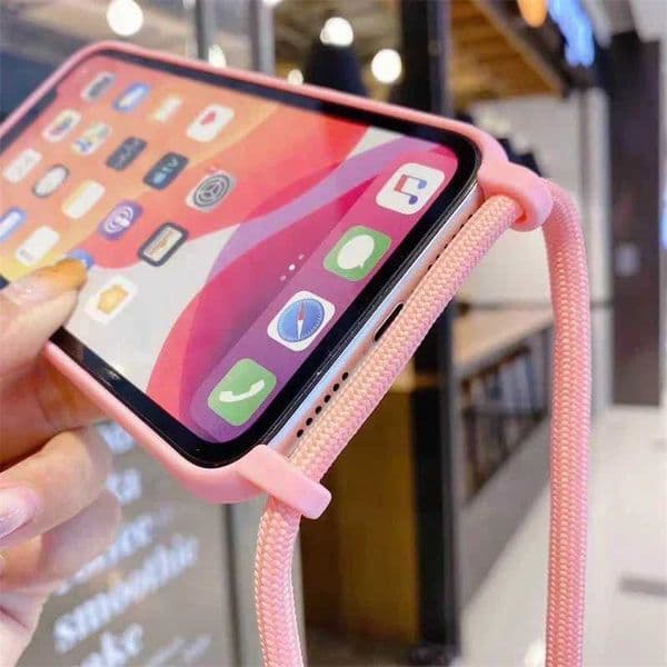 Designer Phone Case Crossbody necklace strap phone case suitable for iPhone 16 15 14 Plus 13 12 Mini 11 Pro XS Max XR X silicone soft TPU back cover M241008
