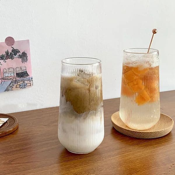 Heat-Resistant Rib Coffee Glass Water Cups Vertical Stripes Tea Mug for Drinking Milk Beer Wine Juice Tumblers Cup Party 240930