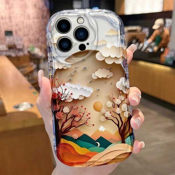 Cellphone Case Elegant Scenery Wave Case for iPhone 16 15 14 Pro Max 13 12 Mini 11 XS X XR 8 7 Plus SE Soft Shockproof Cover Funda G241008