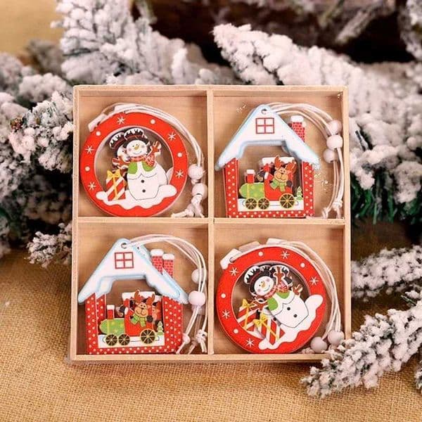 Christmas Wood Decoration DIY Christmas Tree Pendant Christmas Tree Decoration Home 2024 New Year Gift Party Decoration W241008