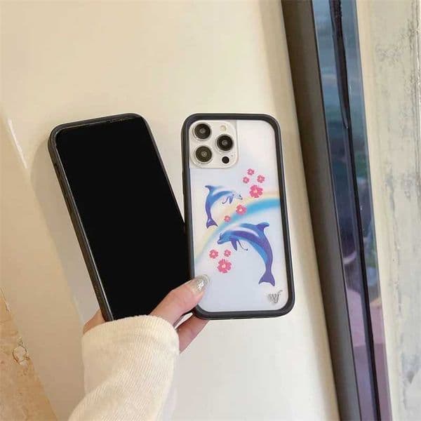 Designer Phone Case Wildflower 3D Ocean Dolphin Phone Case for iPhone 16 15 13 12 Pro Max Plus 16 15 Pro WF Cute Cartoon Cover Funda M241008