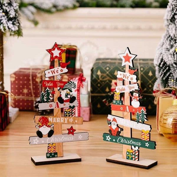 Wooden Christmas Tree Desktop Ornament Santa Claus Merry Christmas Sign Plaque Xmas Decoration for Home 2025 New Years Noel GiftXJ241007