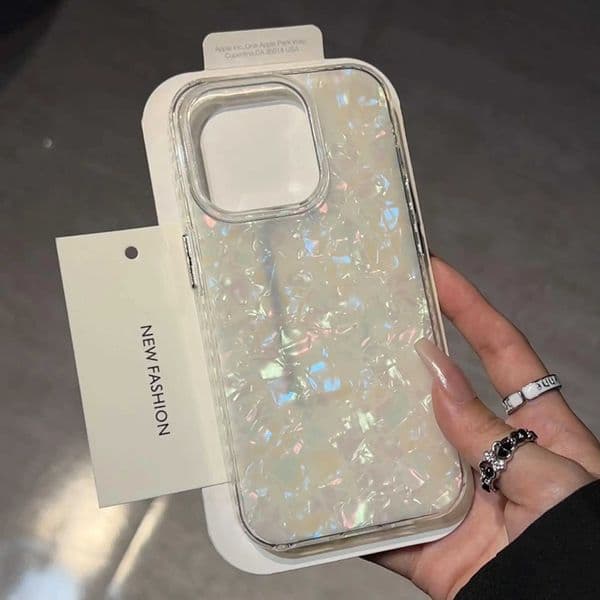 Luxury Glitter Shell Pattern Laser Phone Case For iPhone 11 12 13 14 15 16 Pro Max X XR XS 7 8 Plus Soft IMD Shockproof Cover T250508