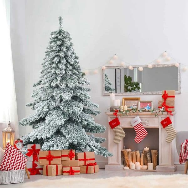 American 6-foot artificial Christmas tree with snowflake inlaid pine tree w/metal bracket W241008