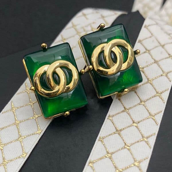 Never Fading Charm Style Rectangle Design Ear Stud Earrings Real Gold Brass Copper Stamp Letter Earring Fashion Womens Elegance Wedding Party Jewelry Accessories Q