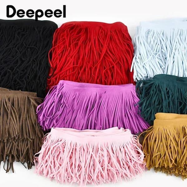 1 meter deep 10-30cm suede fringe edge decoration colorful lace ribbon bag clothing decoration DIY sewing process accessories 241008