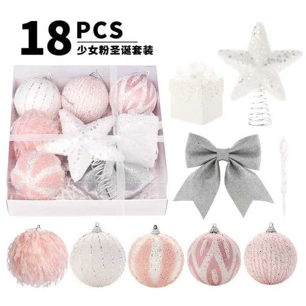 18 piece Christmas decoration set Christmas tree decoration shatterproof decoration Christmas tree home decoration Christmas ball decoration W241008