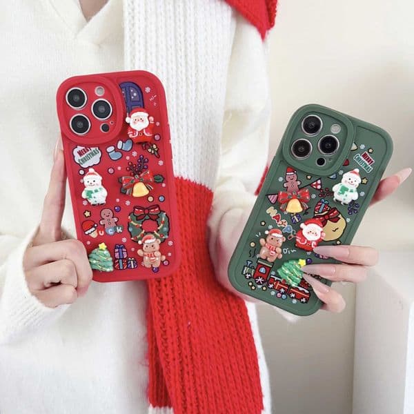 Designer Phone Case 3D Christmas pattern phone case suitable for iPhone 16 15 14 13 11 Pro Max Plus X XR XS Max 7 8 Plus New Year gift soft back cover M241008