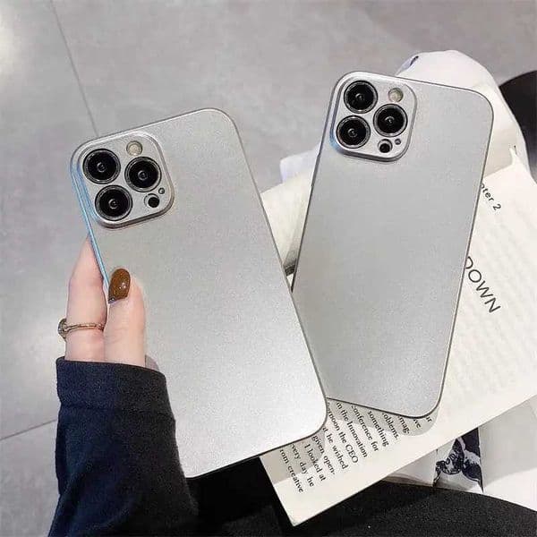 Designer Phone Case Luxury matte silver plated silicone case for iPhone 16 14 15 13 12 11 Pro Max X 8 Plus lens M241008
