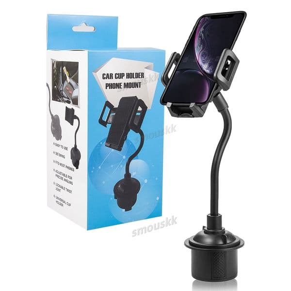 Cup Phone Mount Flexible Gooseneck with Adjustable Holder Fits Phones Up To Width, for Car SUV or Truck