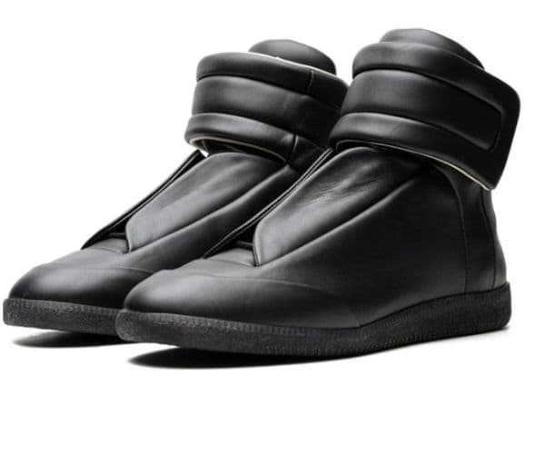 Halloween Gift -- Famous High Top Sneakers Shoes Front Touch-strap Fastening Leather Round Toe Footwear Reflective Red Future Space Trainers EU38-46