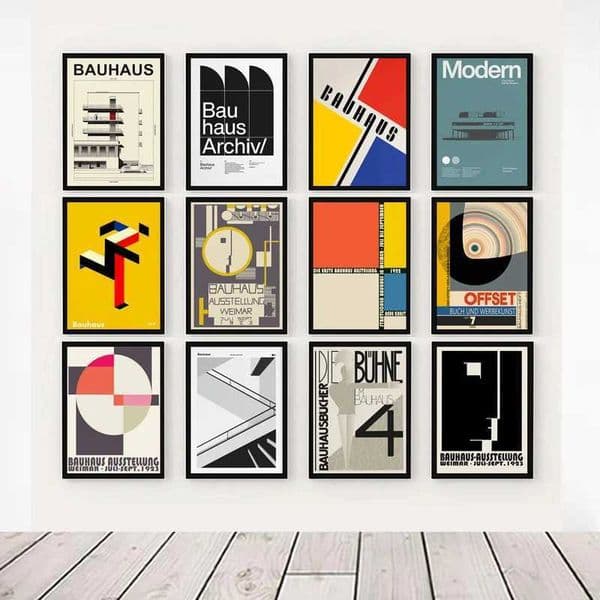 Bauhaus Exhibition Unique Geometric Canvas Painting Abstract Minimalist Art Prints and Home Decoration Poster Wall Art Images W241010