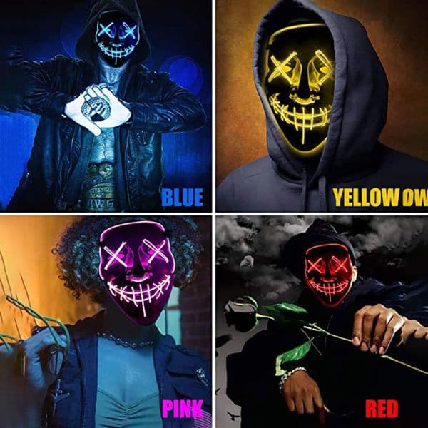 Party Masks Halloween Neon Mask Led Mask Masque Masquerade Party Masks Light Glow In The Dark Masks Party Cosplay Costume Tax duty Free HJ