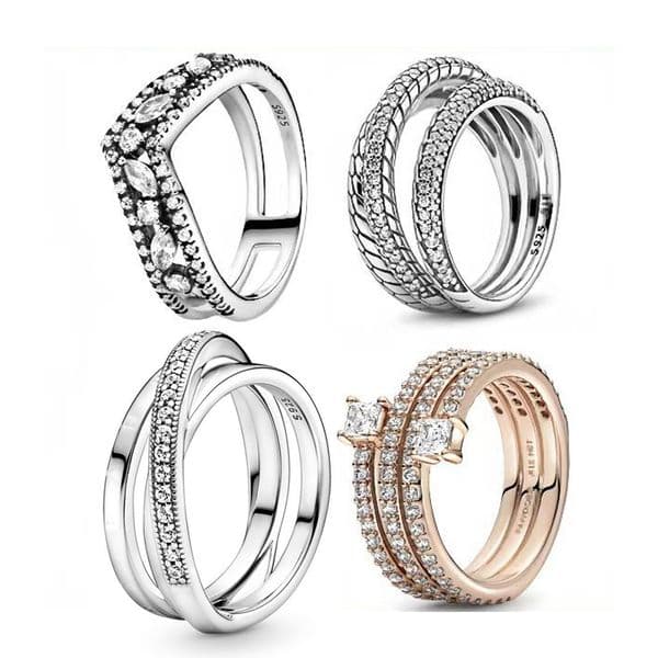 Trendy Luxury Authentic Pave CZ Diamond Rings Women S925 Sterling Silver Brand Designer Christmas Wedding Birthday Gifts Jewelry R059