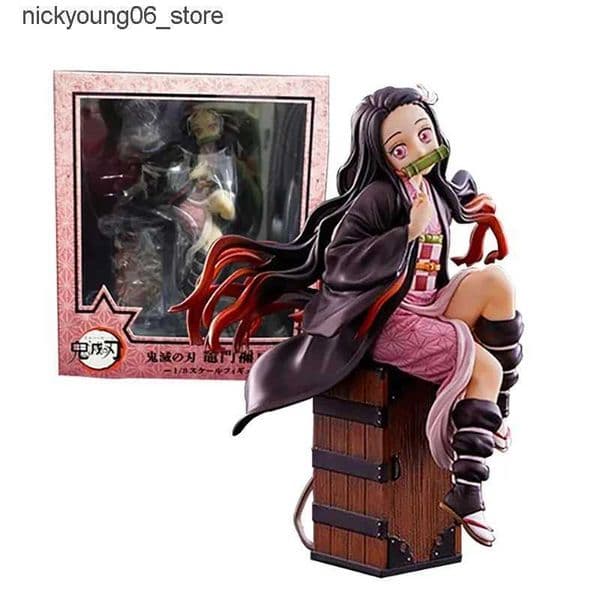 2026 New Action Figures 15Cm Demon Slayer Kamado Nezuko Sitting Model PVC Figure Toy Gift Box Desktop Collection Decoration L240910 Toy