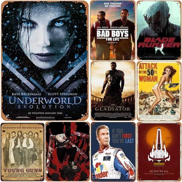 Vintage metal tin logo classic movie wall art decoration cave caf bar underground gladiator poster W241010