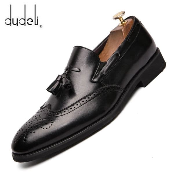 Big Size 38-48 Men Brogue British Oxford Dress Shoes Male Gentleman PU Leather Footwear Zapatos Hombre Flats Tassel Men Loafers 241014