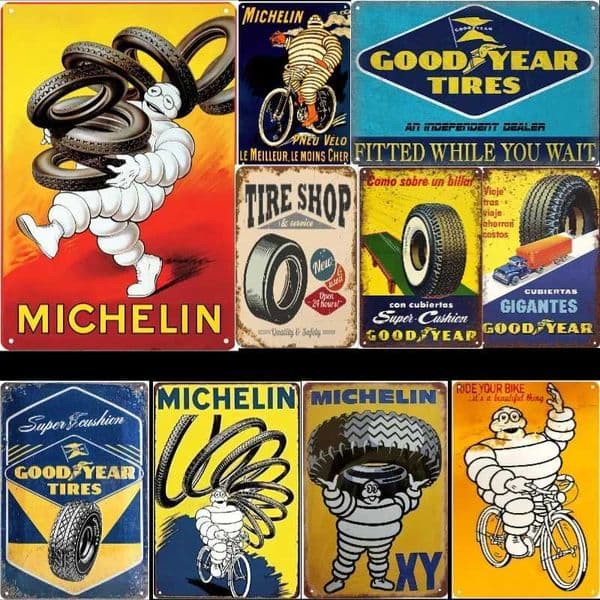 Retro Metal Tin Sign Tire Metal Sign Iron Painting Wall Art Decor Vintage Kitchen Garage Cafe Bar Pub Living Room Wall DecorXJ241010