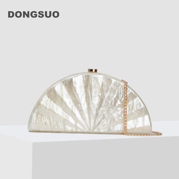 Fan Shell clutch bag acrylic egg clutch bag womens wedding night party cute ivy pearl wallet handbag summer 241015