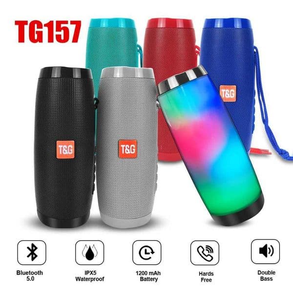 LED TG157 Portable Bluetooth Speaker Wireless Bass Speaker Dual Bass Column Boombox BT AUX TF Outdoor Camping Music Player CL241015