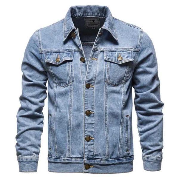 New 2021 Cotton Denim Jacket Mens Casual Solid Color Collar Single Chest Jeans Autumn High Quality Mens Jacket W241015