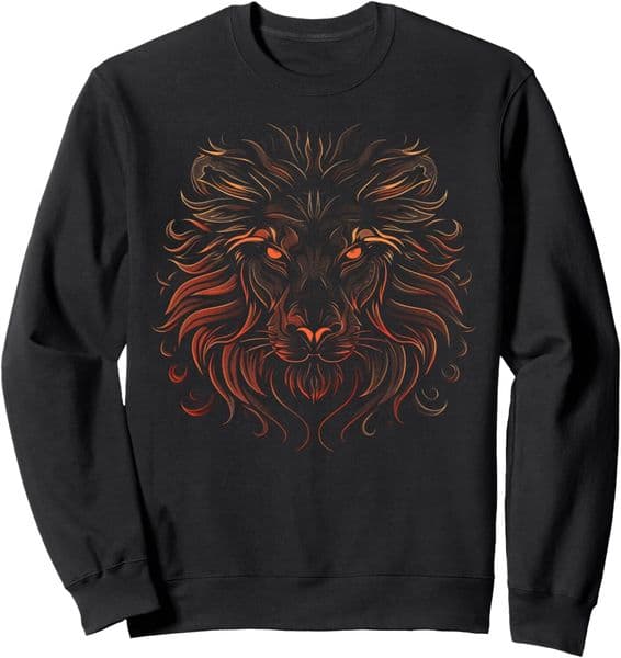Long Sleeve Shirts for Men sweatshirt Lion Tribal Artwork Bold Artistic Lionhead Motif Graphic Sweatshirt T shirt Tee Streetwear Casual tops clothes