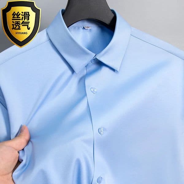 6XL mens shirt formal long sleeve Spring and autumn silky smooth high quality business casual slim breathable plus size 241014