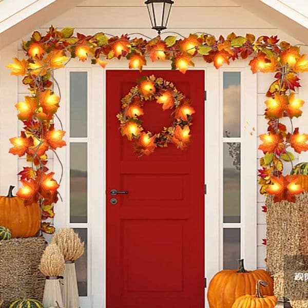 3M 20LED Halloween Maple Leaf Lantern String Light Hanging Decoration Halloween Party Home Outdoor Decoration Supplies X241015