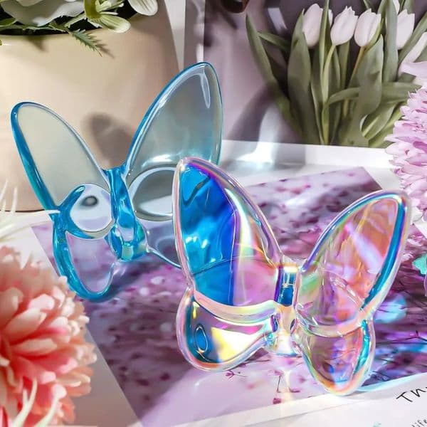 Colorful crystal butterfly pattern hightemperature reflective glass decoration vivid home 241014