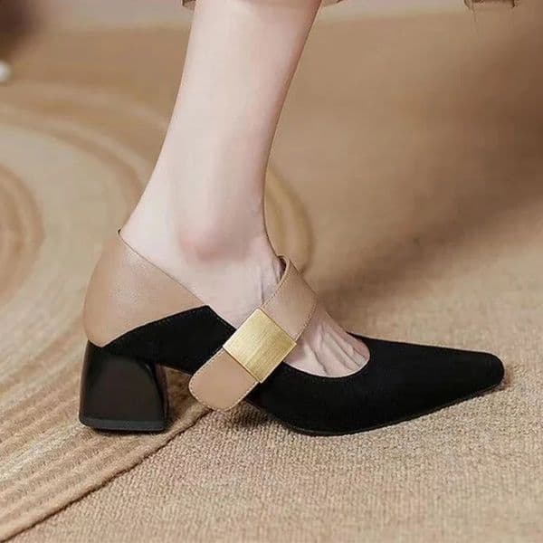 Pumps Mid Heels Fashion Suede Marie Jane Shoes Trend Dress Party Shallow er Chunky Women Shoes Mujer 241015