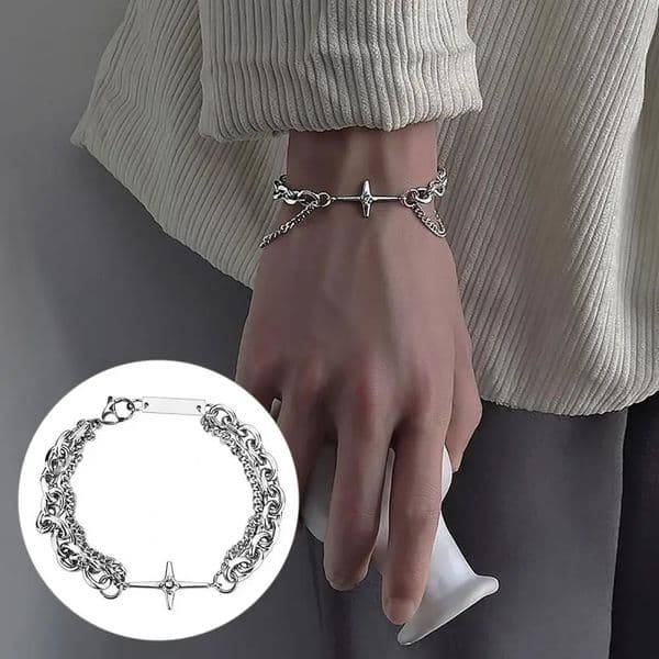 Men Bracelet Hip Hop Style Goth Solid Color Hand Chain On Bracelets Male Accessories 241016