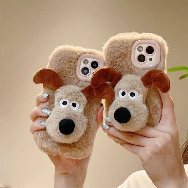 Plush Ins Cute Master Dog Phone Case for IPhone16 15 14 13 11 12 Pro Max Shockproof Furry Warm Fur Anti-drop Protective Cover